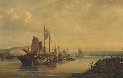 Auguste Borget A View of Junks on the Pearl River oil painting artist